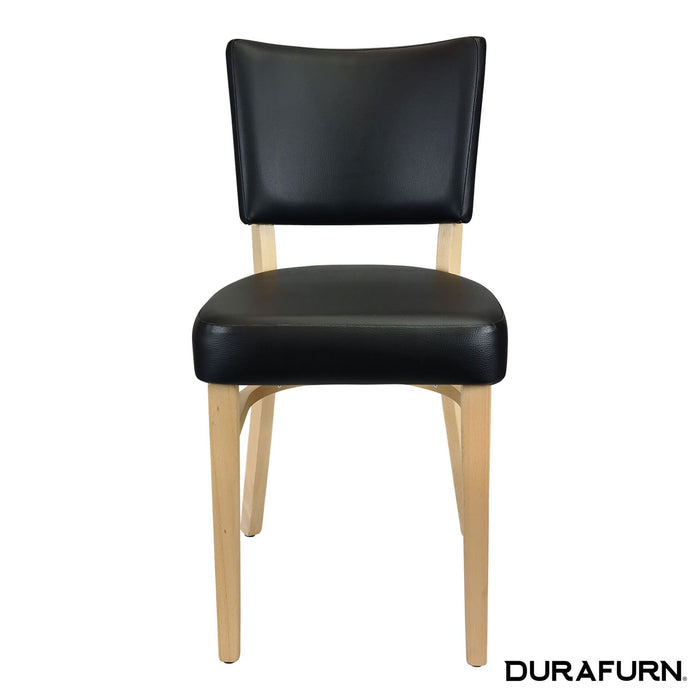 Memphis Chair - Black Dolaro Vinyl Seat and Backrest - Natural Frame