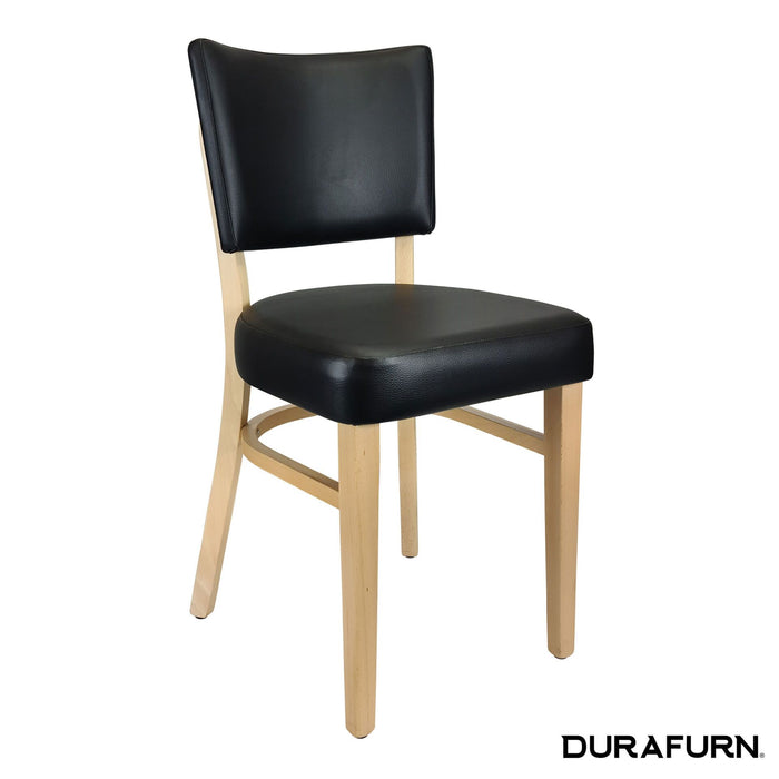 Memphis Chair - Black Dolaro Vinyl Seat and Backrest - Natural Frame