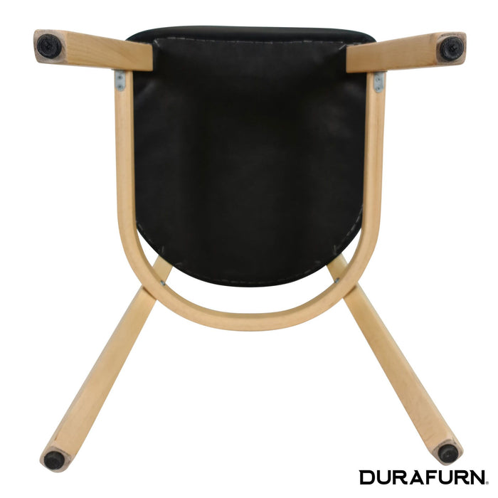 Memphis Chair - Black Dolaro Vinyl Seat and Backrest - Natural Frame