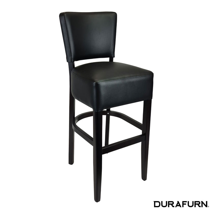 Memphis Club Barstool - Black Dolaro Vinyl Seat and Backrest - Wenge H