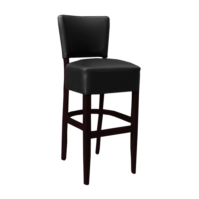 Memphis Club Barstool - Black Dolaro Vinyl Seat and Backrest - Wenge H