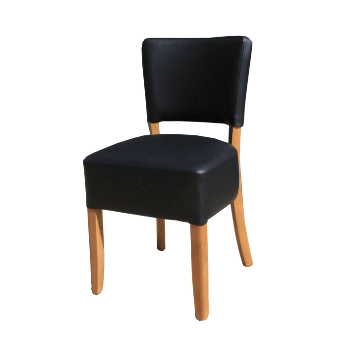 Memphis Club Chair - Black Dolaro Vinyl Seat and Backrest - Natural Frame