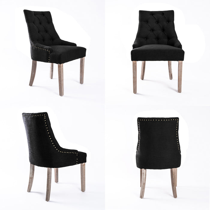 La Bella Dark Black French Provincial Dining Chair Amour Oak Leg