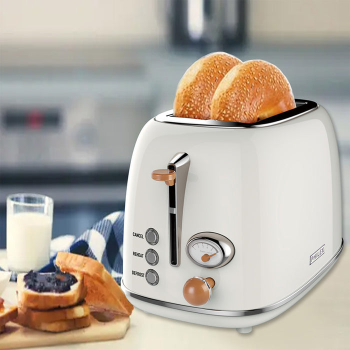 PHILEX 2-Slice White Toaster Bread Reheat Retro