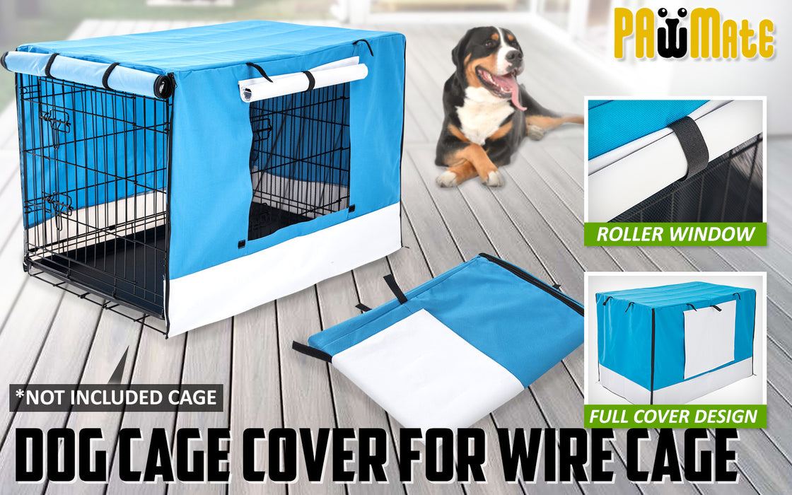 Paw Mate Blue Cage Cover Enclosure for Wire Dog Cage Crate 30in