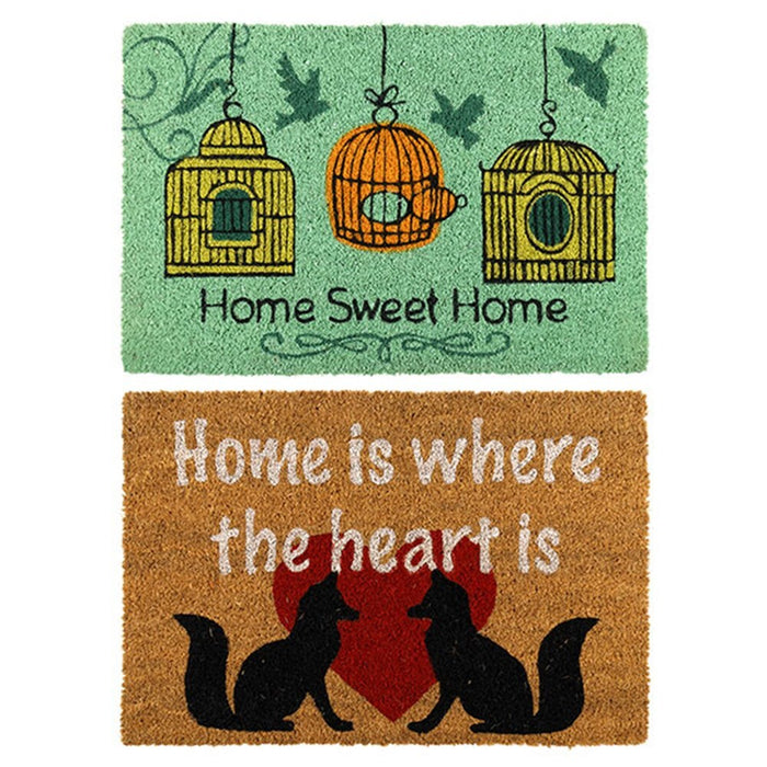 2 x Doormat for Front Door Entryway Cursive Natural Coconut Coir Floor mat Outdoor 40x60cm