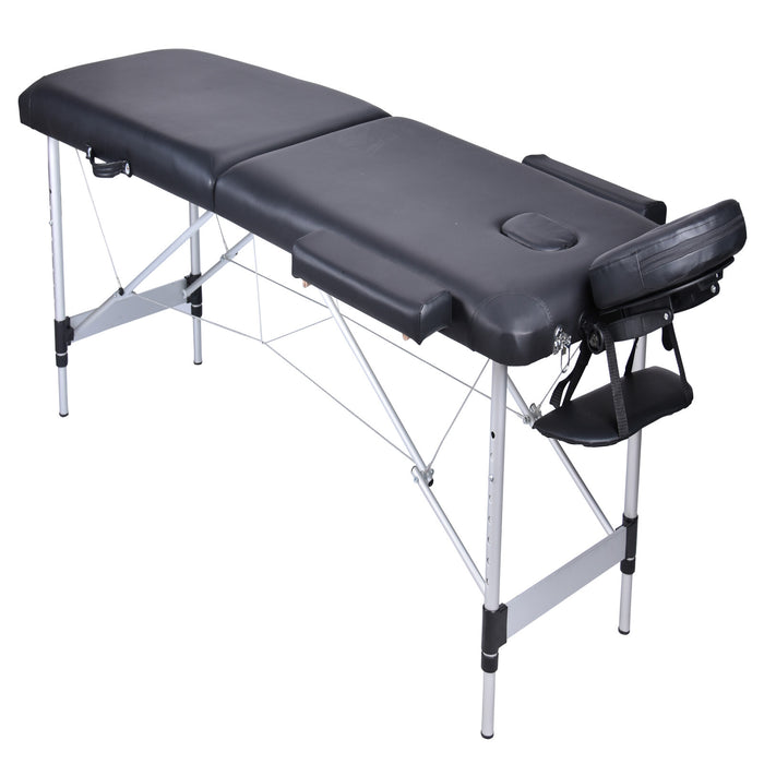 2 Fold Portable Aluminium Massage Table Massage Bed Beauty Therapy Black