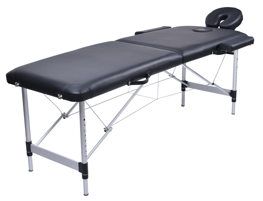 2 Fold Portable Aluminium Massage Table Massage Bed Beauty Therapy Black