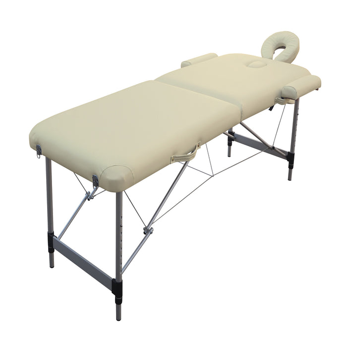 2 Fold Portable Aluminium Massage Table Massage Bed Beauty Therapy Beige