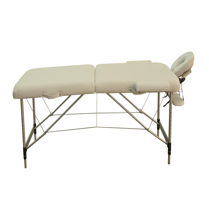 2 Fold Portable Aluminium Massage Table Massage Bed Beauty Therapy Beige