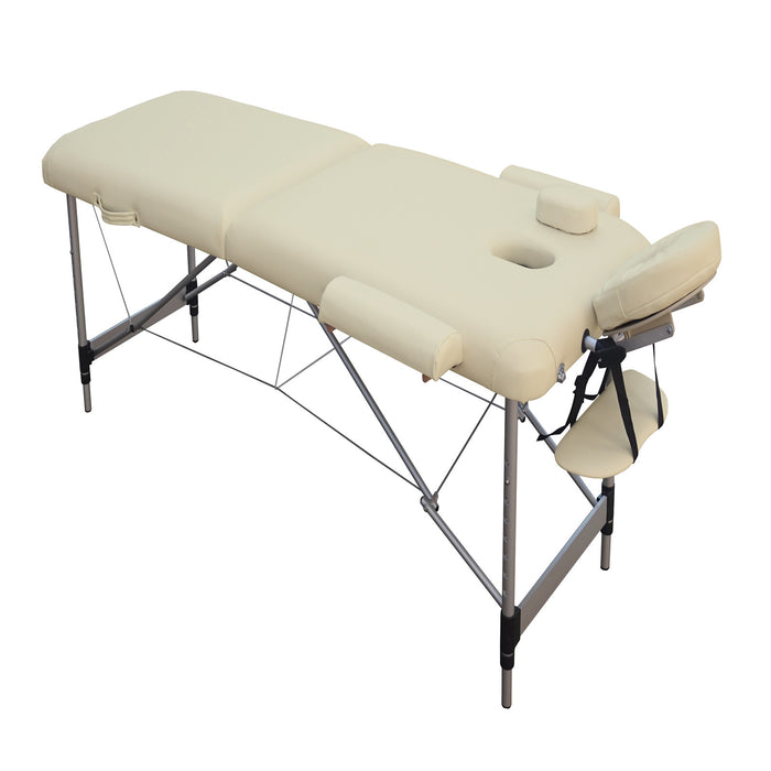 2 Fold Portable Aluminium Massage Table Massage Bed Beauty Therapy Beige