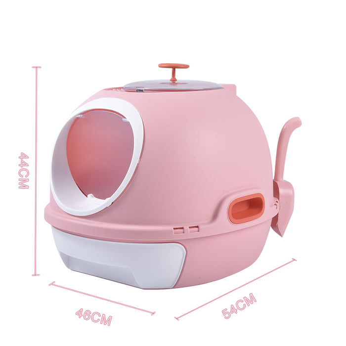 Cat Toilet Litter Box Tray House W Sky window Drawer Photocatalyst Purifier Pink