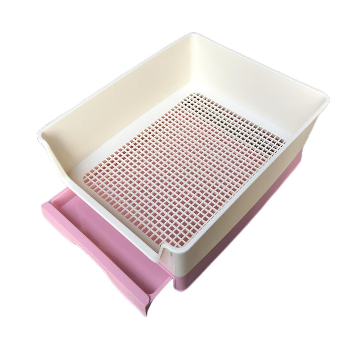 Medium Dog Potty Training Tray Pet Puppy Toilet Trays Loo Pad Mat With Wall Pink