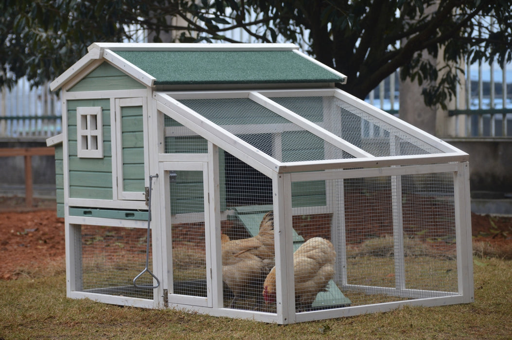 Green Large Chicken Coop Rabbit Hutch Ferret Guinea Pig Cage Hen Chook Cat Kitten House