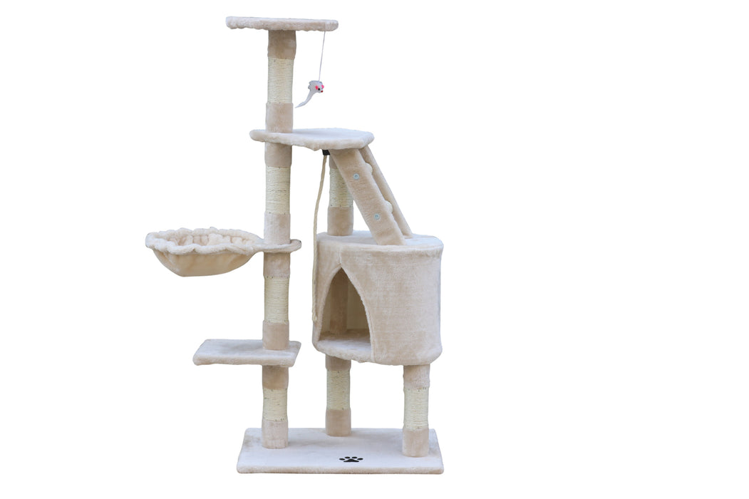 120 cm Multi level Cat Kitten Scratching Post Tree-Beige