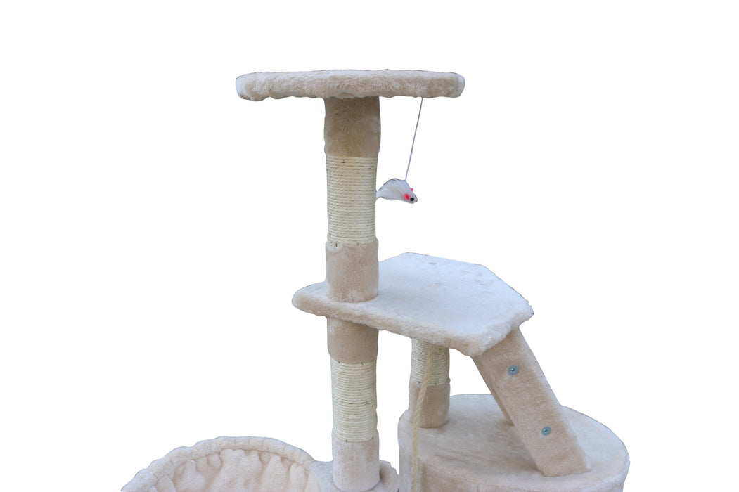 120 cm Multi level Cat Kitten Scratching Post Tree-Beige