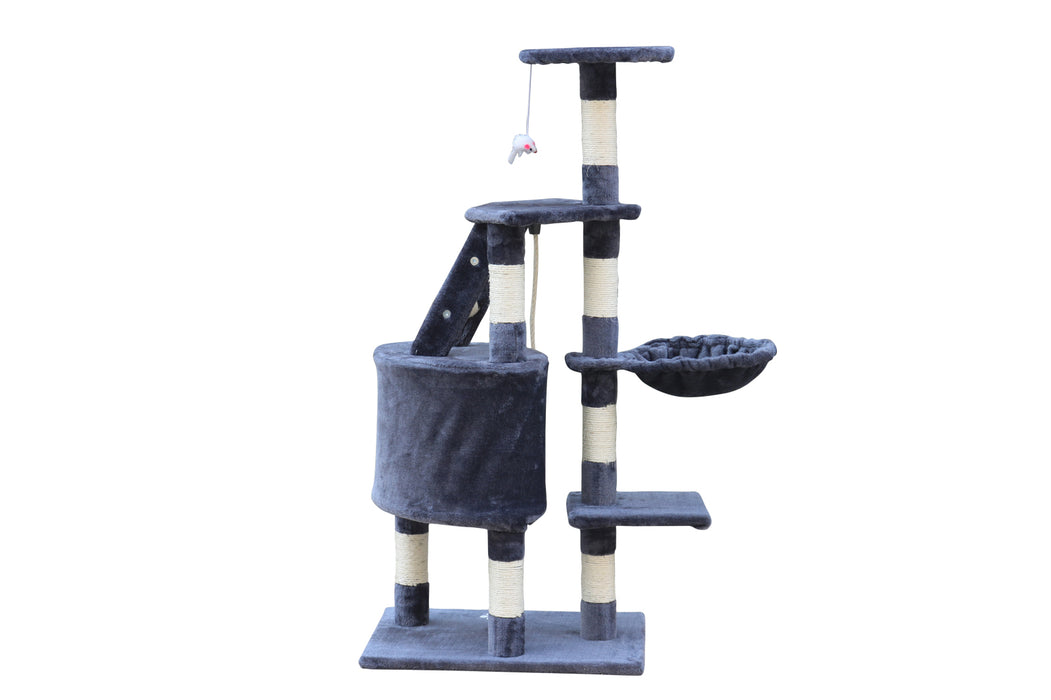 120 cm Multi level Cat Kitten Scratching Post Tree-Grey