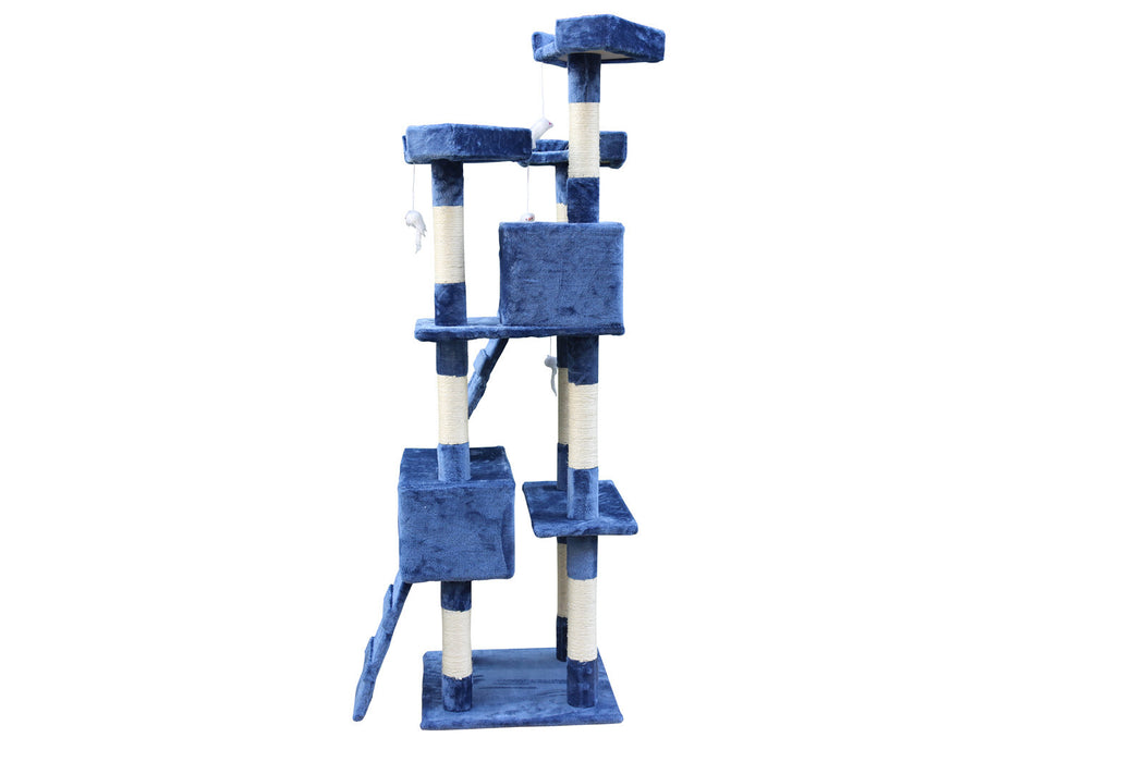 170cm Cat Scratching Post Tree Post House Tower with Ladder Furniture Blue