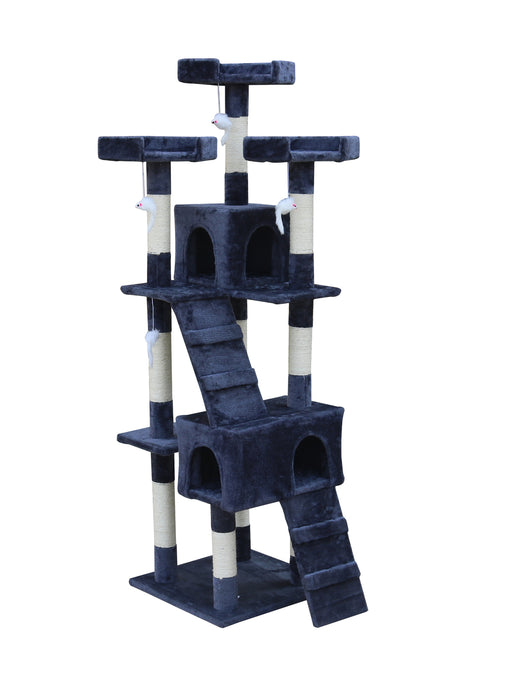 170cm Cat Scratching Post Tree Post House Tower with Ladder Furniture Grey