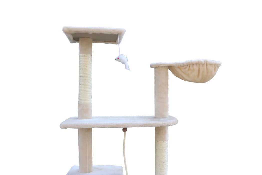 193cm Cat Scratching Tree Post Sisal Pole Scratching Post Scratcher Tower Condo Beige