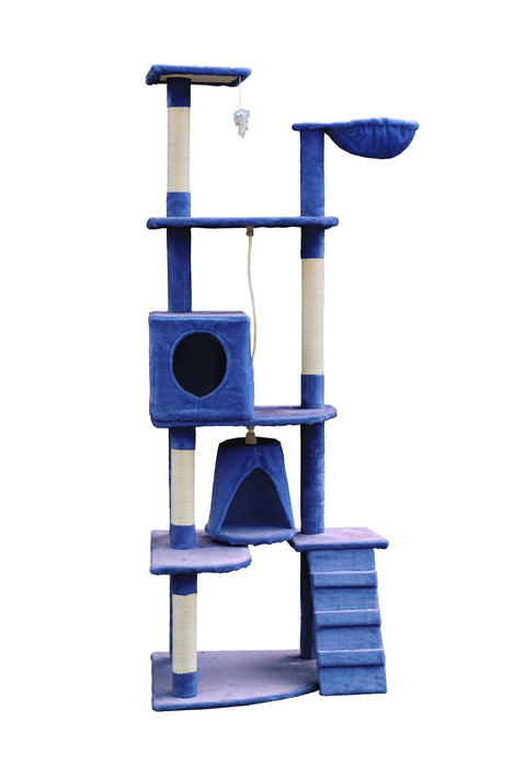 193cm Cat Scratching Tree Post Sisal Pole Scratching Post Scratcher Tower Condo Blue