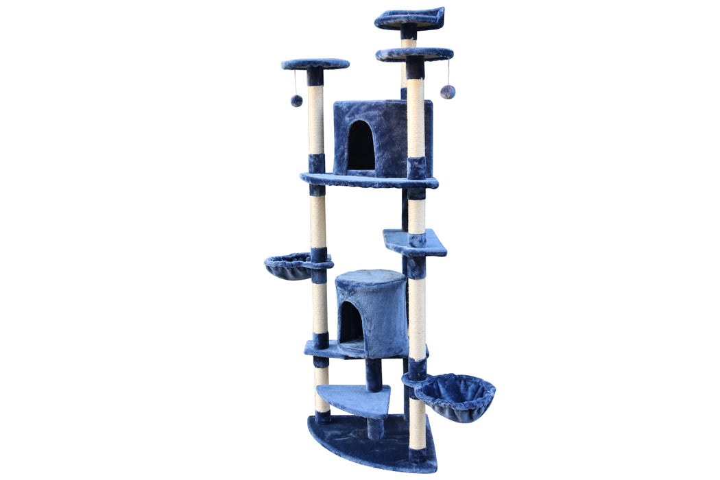 200 cm Cat Scratching Post Tree Scratcher Corner Tower Furniture- Blue