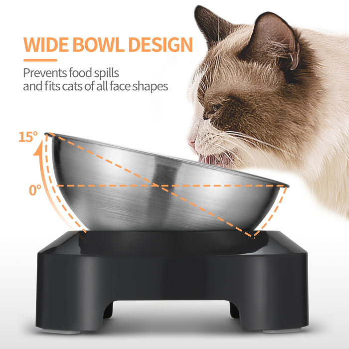 2 x M Stainless Steel Pet Bowl Water Bowls Portable Anti Slip Skid Feeder Dog Rabbit Cat