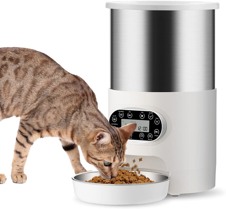 Electric Automatic Pet Dog Cat Rabbit Feeder Stainless Steel 3L Dispenser