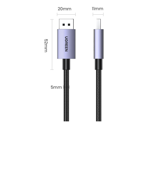 UGREEN 15383 16K Displayport 2.1 Male to Male VESA Certified Cable 1M