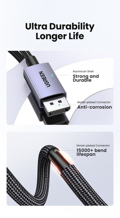 UGREEN 15384 16K Displayport 2.1 Male to Male VESA Certified Cable 2M