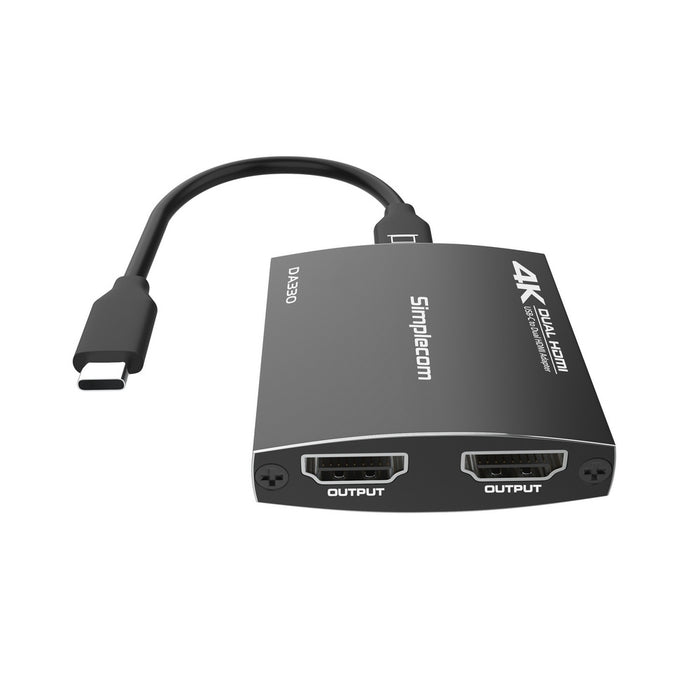 Simplecom DA330 USB-C to Dual HDMI MST Adapter 4K@60Hz with PD and Audio Out