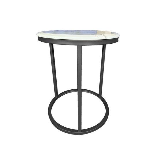 Kelly Side Table - White on Black - 45cm