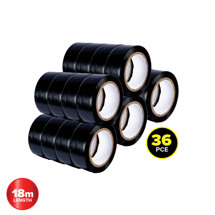 Handy Hardware 36PCE Heavy Duty Duct Tape Black Flexible Multipurpose 18m