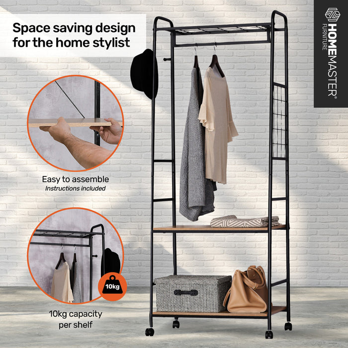 Home Master Garment Rack &amp; Shelving 2 Tier Sleek Stylish Modern Design 1.71m