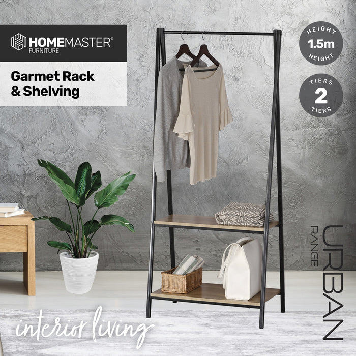 Home Master Garment Rack &amp; Shelving 2 Tier Sleek Stylish Modern Design 1.5m