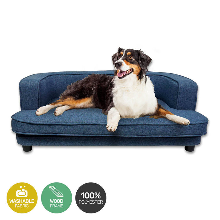 Pet Basic Pet Sofa Bed Stylish Luxurious Sturdy Washable Fabric Blue 98cm