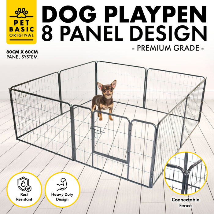 Pet Basic 8 Panel Pet Playpen Exercise Enclosure Cage Puppy Dog 80cm x 60cm