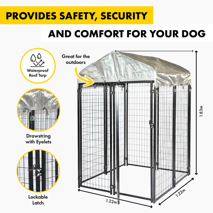 Pet Basic 1.83 x 1.22 x 1.22m Dog Kennel Enclosure Waterproof Lockable Gate