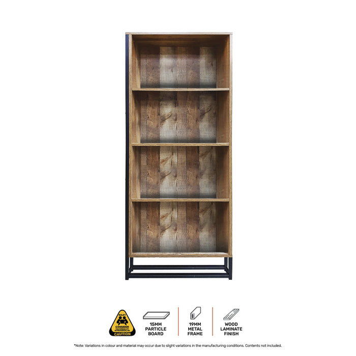 Home Master Vogue Wood Tone Bookcase Stylish Rustic Flawless Design 166cm