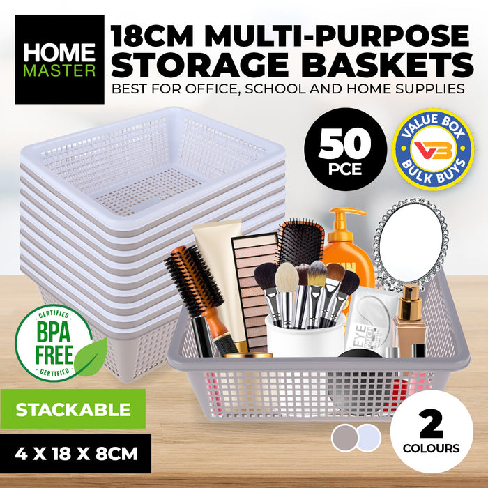 Home Master 50PCE Storage Baskets Stackable Multipurpose Space Saving Bulk 18cm