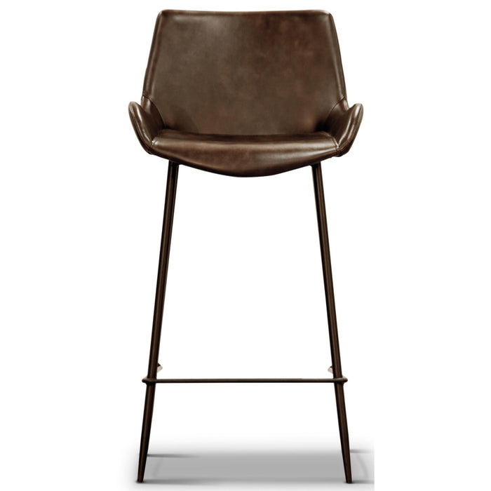 Brando  Set of 4 PU Leather Upholstered Bar Chair Metal Leg Stool - Brown