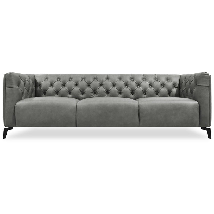 Luxe Genuine Forli Leather Sofa 3.5 Seater Upholstered Lounge Couch - Dark Grey