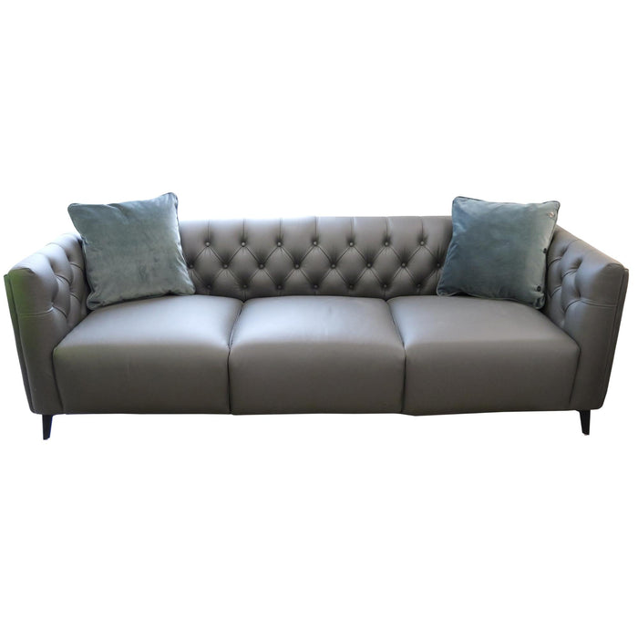 Luxe Genuine Forli Leather Sofa 3.5 Seater Upholstered Lounge Couch - Dark Grey