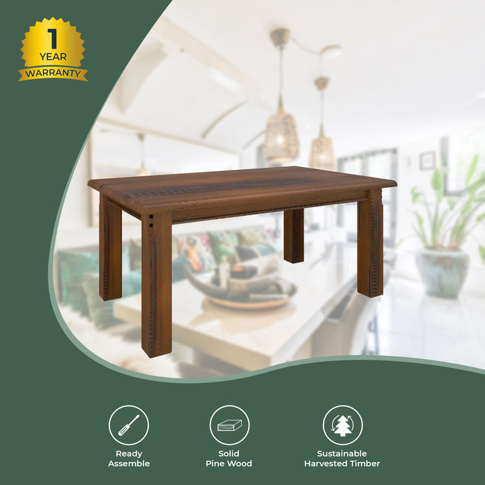 Umber Dining Table 180cm Solid Pine Wood Home Dinner Furniture - Dark Brown