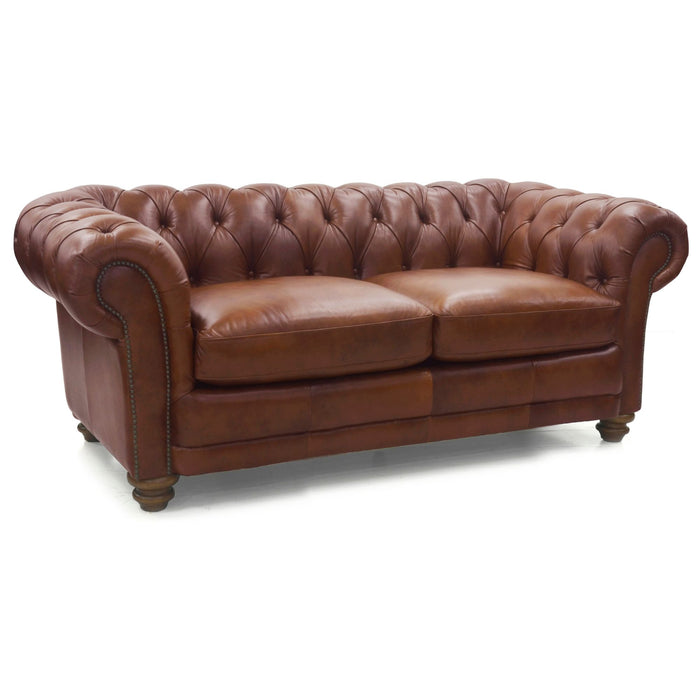 Sonny 3+2.5 Seater Genuine Leather Sofa Chestfield Lounge Couch - Butterscotch