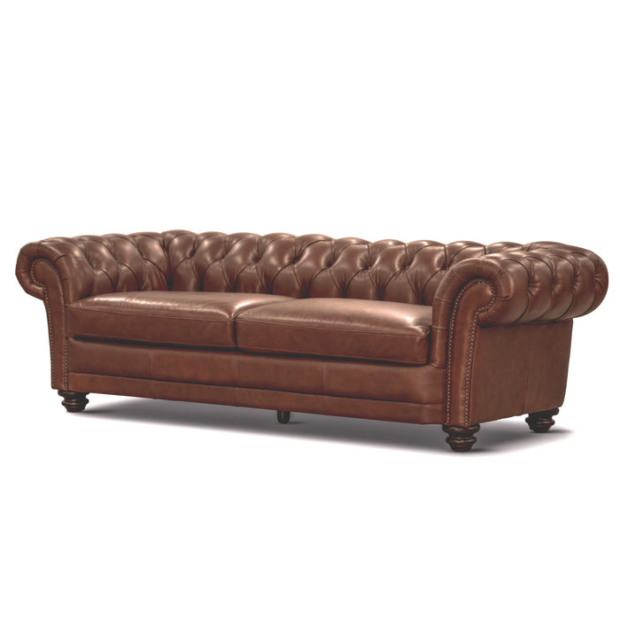 Sonny 3 Seater Genuine Leather Sofa Chestfield Lounge Couch - Butterscotch