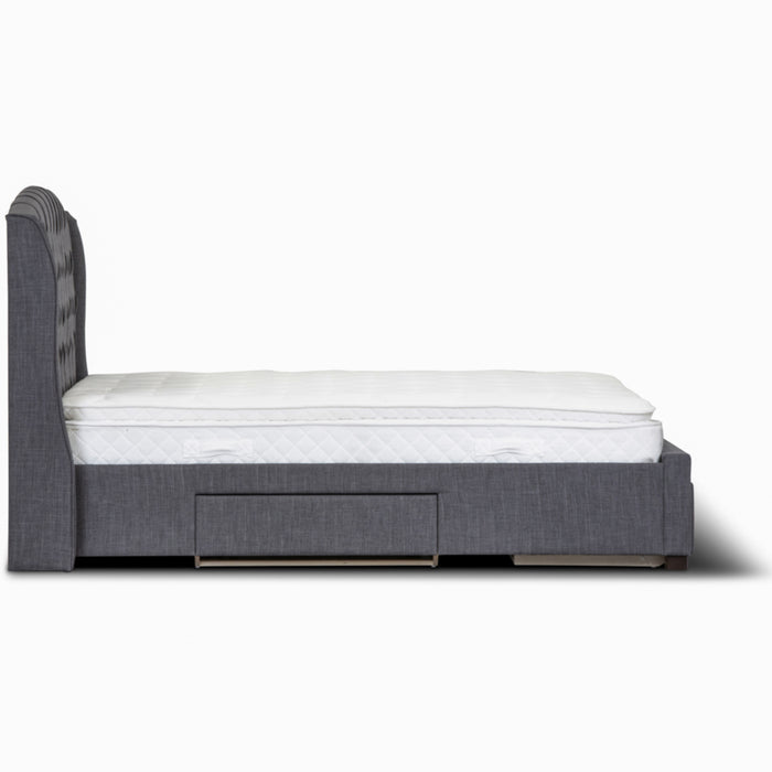 Honeydew King Size Bed Frame Timber Mattress Base With Storage Drawers - Grey