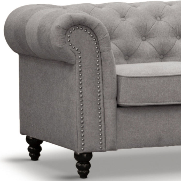 Mellowly 3 Seater Sofa Fabric Uplholstered Chesterfield Lounge Couch - Grey