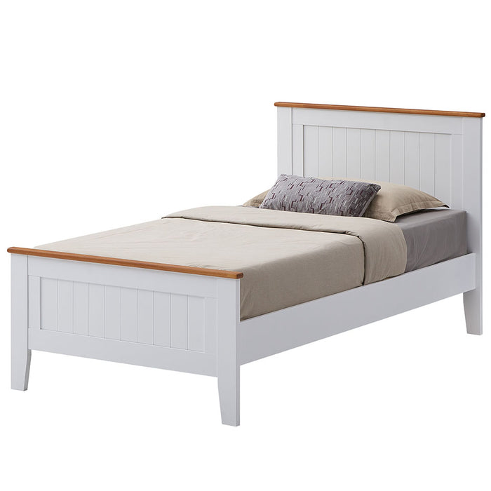 Lobelia Bed Frame King Single Size Mattress Base Solid Rubber Timber Wood -White