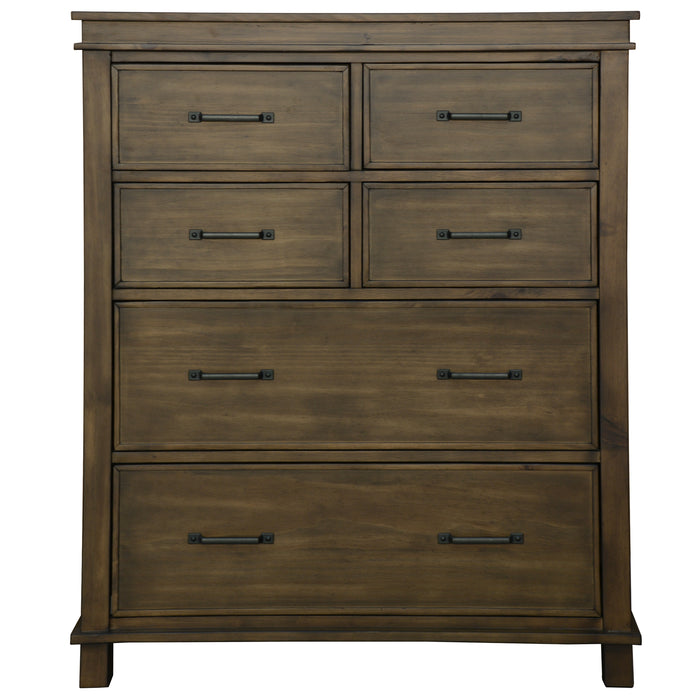 Lily Tallboy 6 Chest of Drawers Solid Pine Wood Bed Storage Cabinet -Rustic Grey